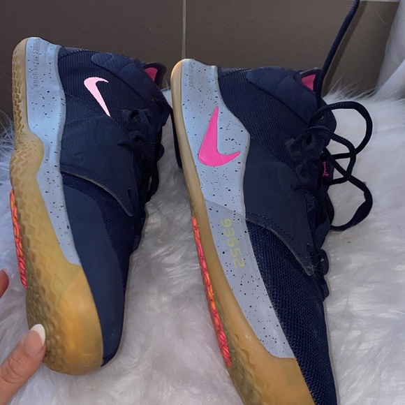 Nike Paul George PG3 A02607-401  Obsidian/Pink Blast Men's Sz 17 Basketball Shoe - Picture 5 of 10